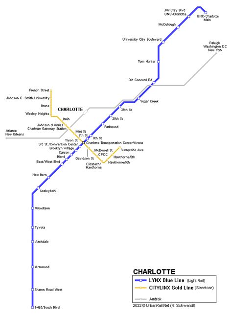 Map of the Charlotte Light Rail